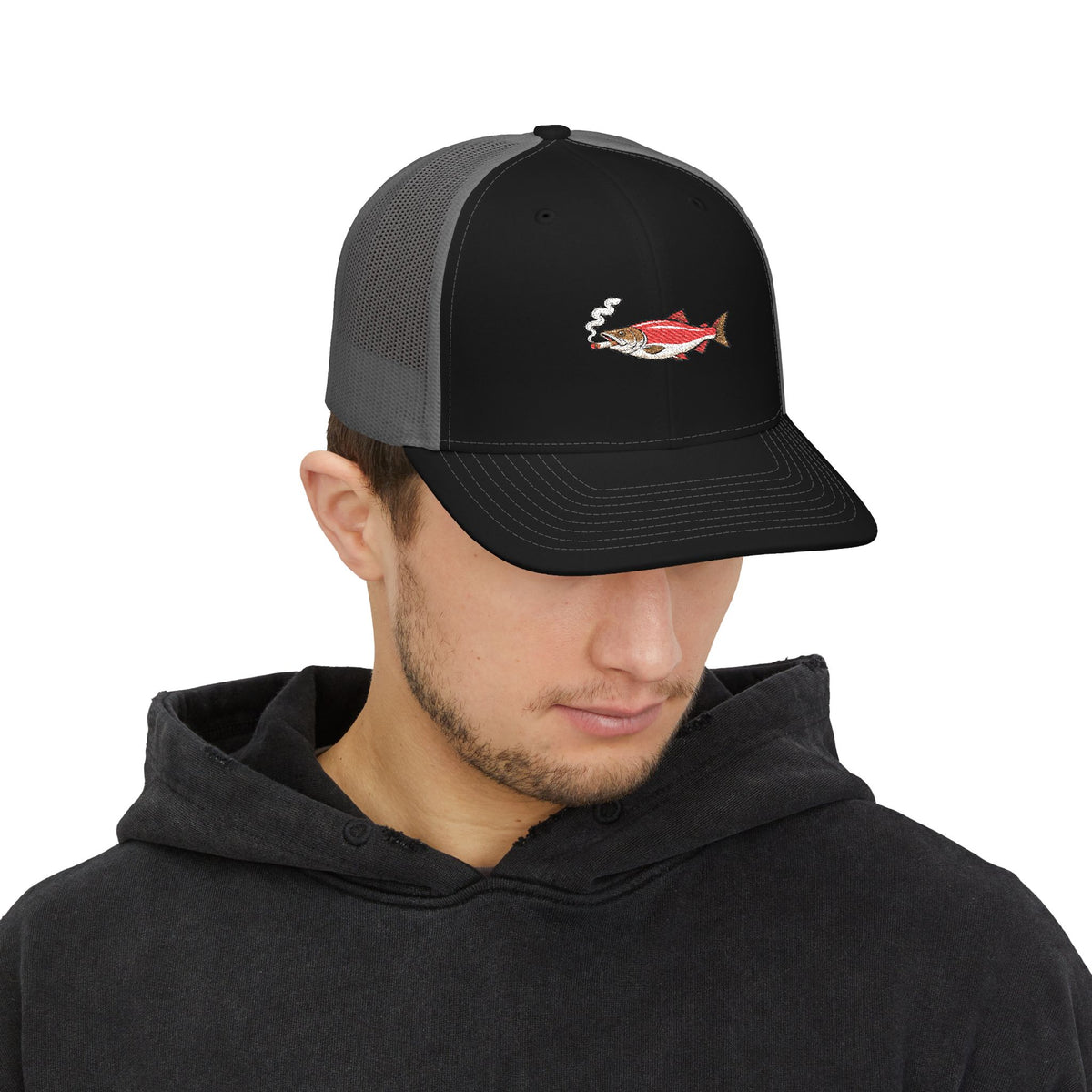 Embroidered Smoked Salmon Snapback Cap