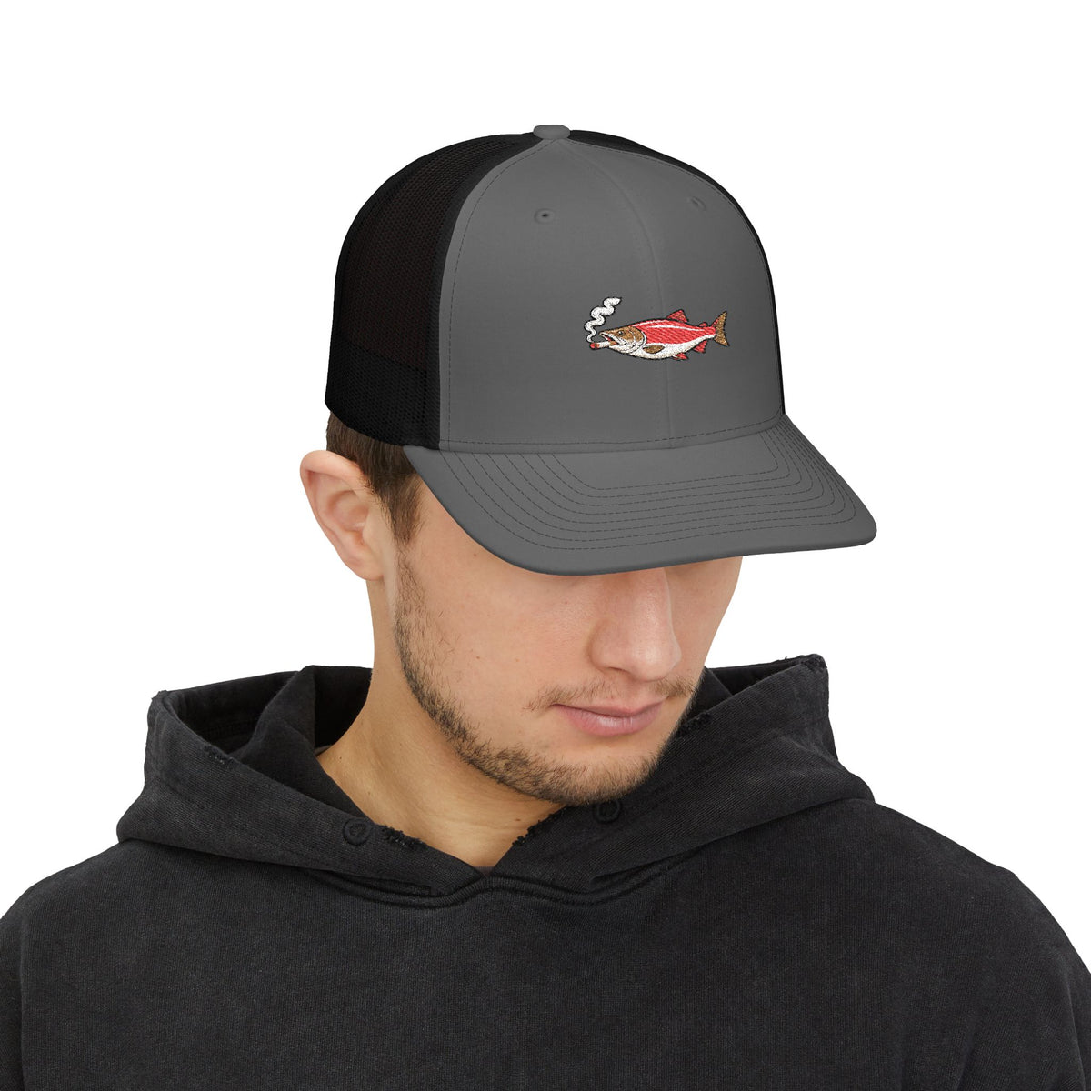 Embroidered Smoked Salmon Snapback Cap