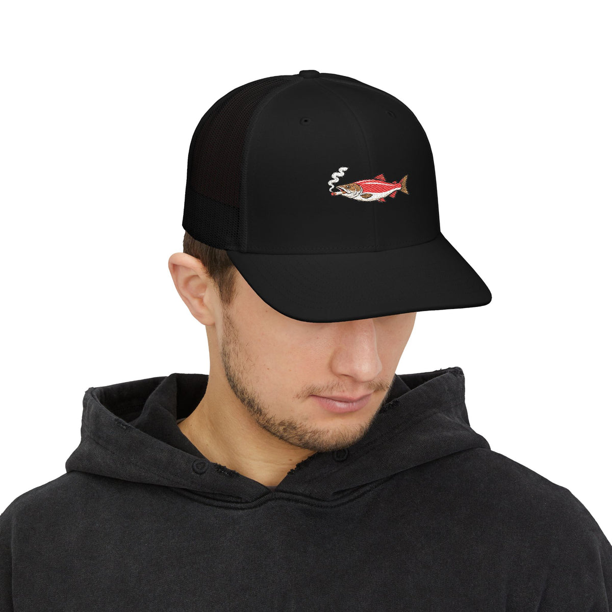 Embroidered Smoked Salmon Snapback Cap