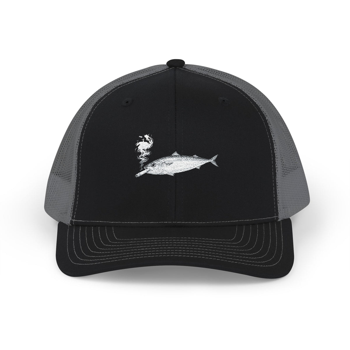 Smoking Sardine Embroidered Snapback Trucker Cap