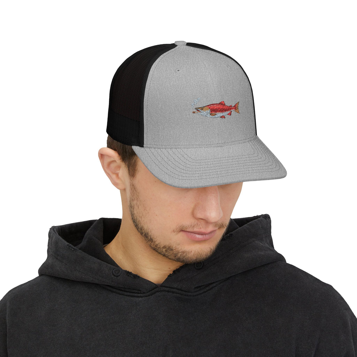 Embroidered Smoked Salmon Snapback Cap