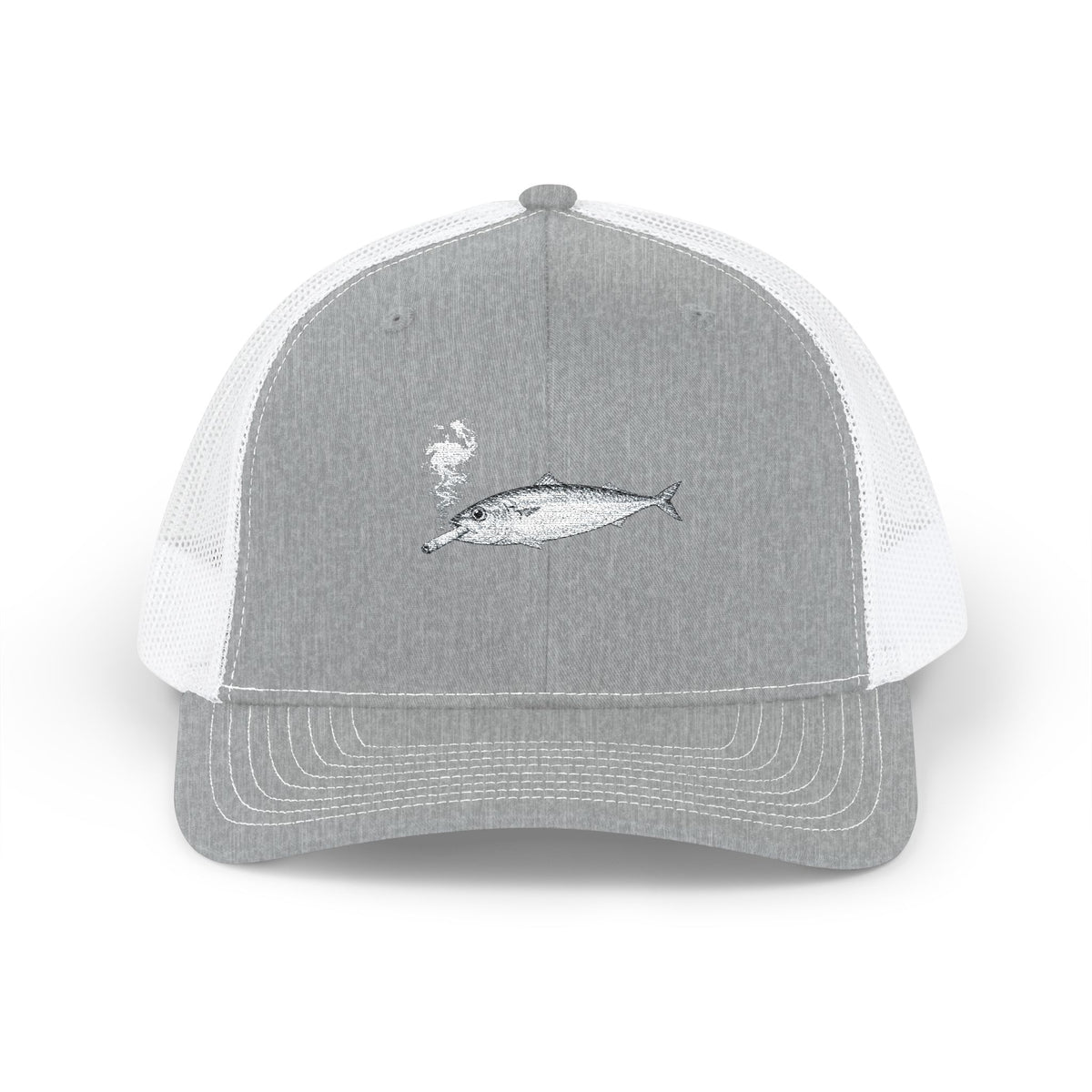 Smoking Sardine Embroidered Snapback Trucker Cap