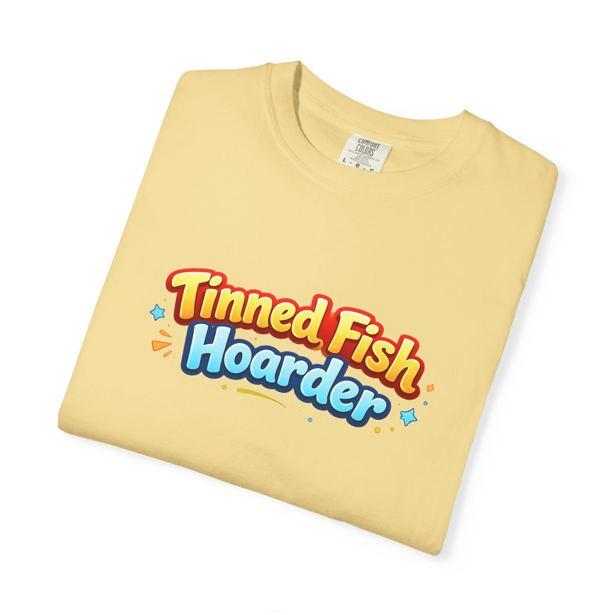 Tinned Fish Hoarder T-Shirt | Playful Retro Logo, Food Humor Tee