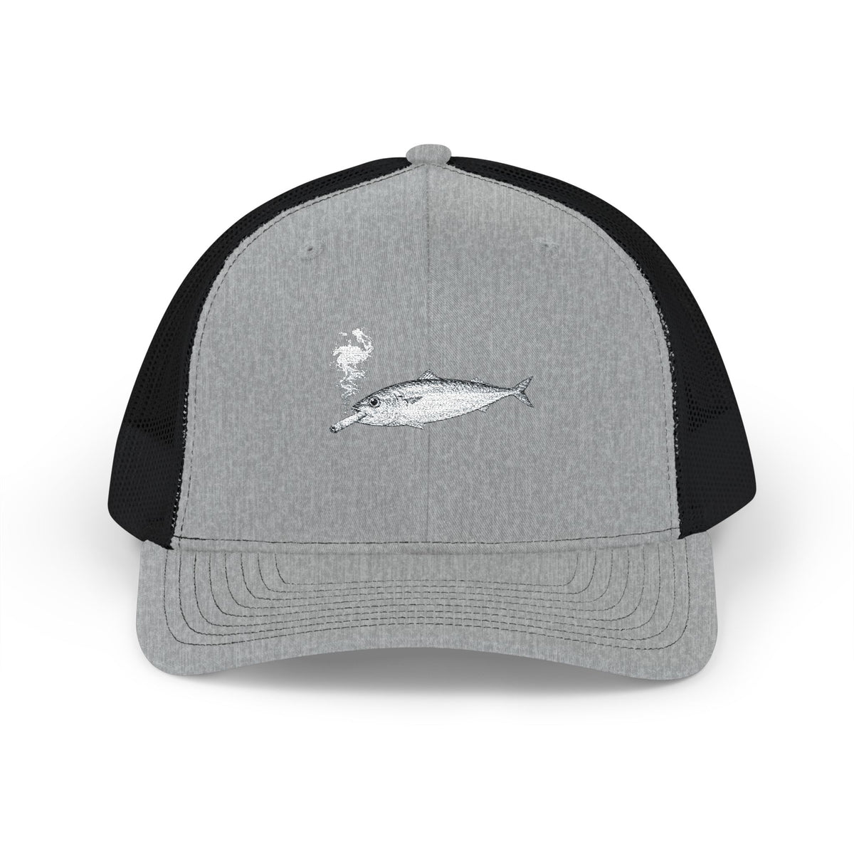 Smoking Sardine Embroidered Snapback Trucker Cap