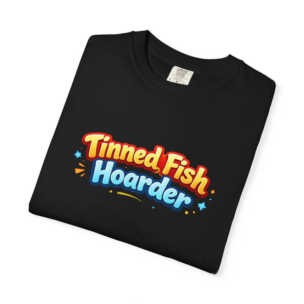 Tinned Fish Hoarder T-Shirt | Playful Retro Logo, Food Humor Tee