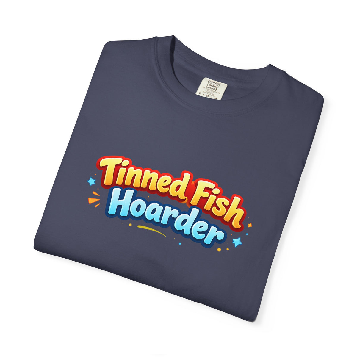 Tinned Fish Hoarder T-Shirt | Playful Retro Logo, Food Humor Tee