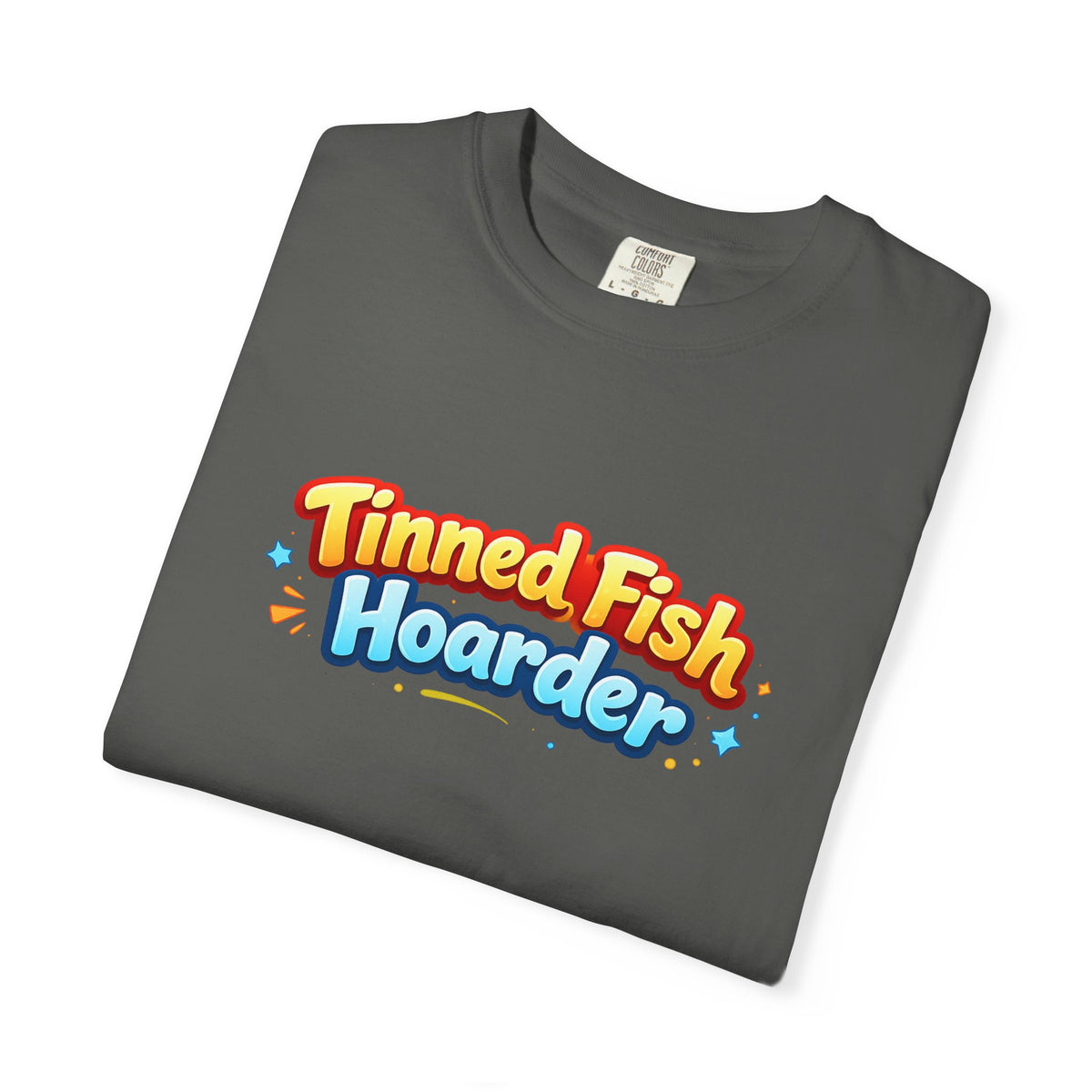 Tinned Fish Hoarder T-Shirt | Playful Retro Logo, Food Humor Tee