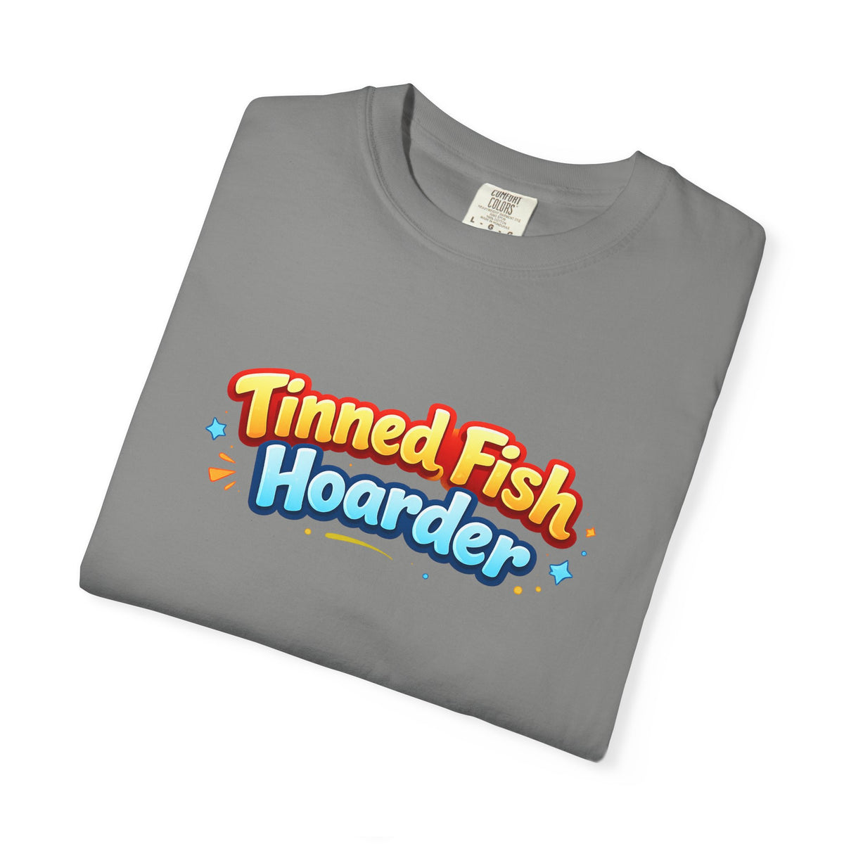 Tinned Fish Hoarder T-Shirt | Playful Retro Logo, Food Humor Tee