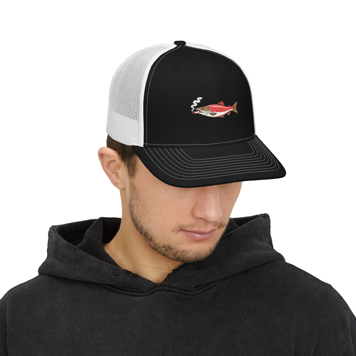Embroidered Smoked Salmon Snapback Cap